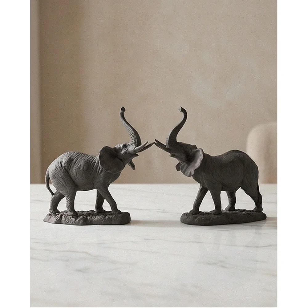 Elephant Book Ends Pair Cast Iron Heavy Detailed Animal Door Stop Art 8
